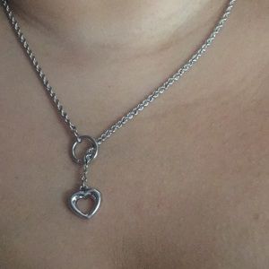 10k White Gold Falling Heart Necklace